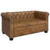 vidaXL Canapea Chesterfield, 2 locuri, maro, piele ecologică
