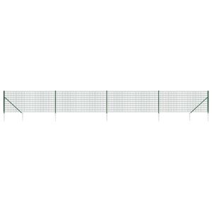 vidaXL Gard plasă de s&acirc;rmă cu țăruși de fixare, verde, 0,8x10 m