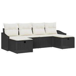 vidaXL Set de canapele pentru grădină cu pernă 6 pcs Negru Rattan poli