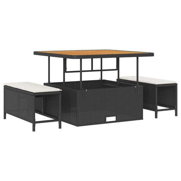 vidaXL Set de canapele pentru grădină cu pernă 9 pcs Negru și Crem