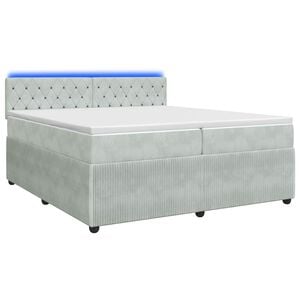 vidaXL Pat boxspring cu saltea Gri deschis 200 x 200 cm Catifea