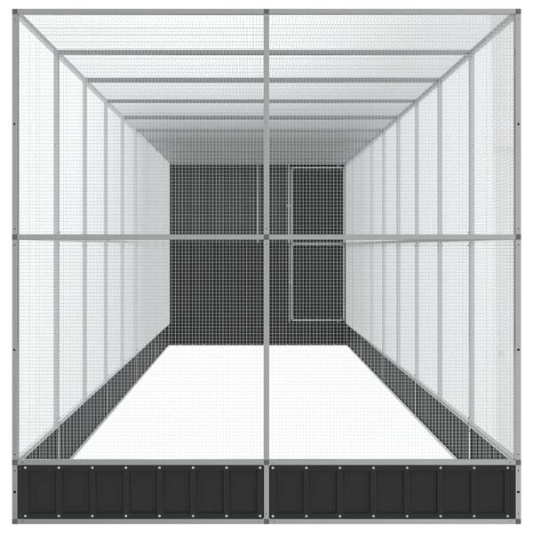 vidaXL Voliera de păsări cu extensie, argintiu, 1037x203x216 cm, oțel