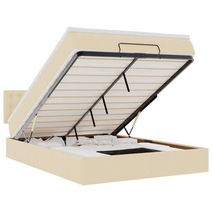 vidaXL Pat otoman cu saltea și LED-uri crem 140x190 cm țesătură