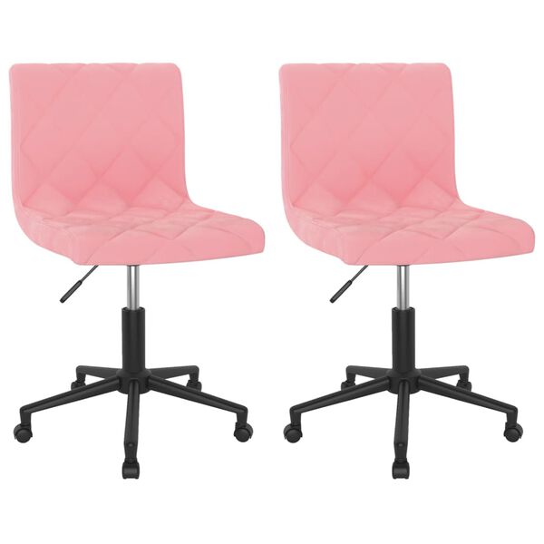 vidaXL Scaune de bucătărie pivotante, 2 buc., roz, catifea