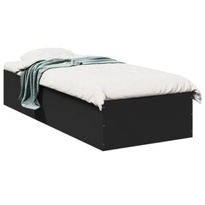 vidaXL Cadru de pat, negru, 75x190 cm, lemn prelucrat