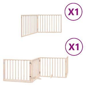 vidaXL Poartă de c&acirc;ini pliabilă cu ușă, 6 panouri, 480 cm, lemn plop