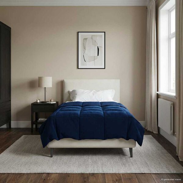 vidaXL Duvet complet pe tot parcursul anului Patos Albastru &icirc;nchis