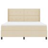 vidaXL Pat cu arcuri cu saltea cu headboard Crem 180 x 200 cm țesătură