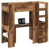 vidaXL Cadru de pat supraetajat cu birou Lemn vechi 75 x 190 cm