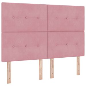 vidaXL Pat cu arc LED cu saltea cu headboard Roz 140 x 190 cm țesătură