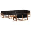 vidaXL Set de canapele de exterior cu pernă 9 pcs Natural și Negru