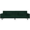 vidaXL Canapea extensibilă cu 2 locuri, 2 perne, verde &icirc;nchis, catifea