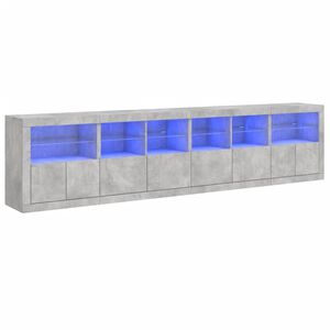 vidaXL Dulap cu lumini LED, gri beton, 283x37x67 cm