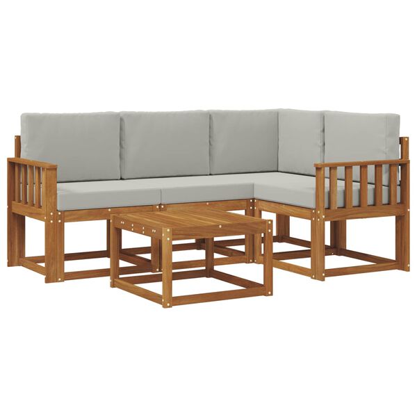 vidaXL Set de canapele de exterior 5 pcs Gri natural și deschis