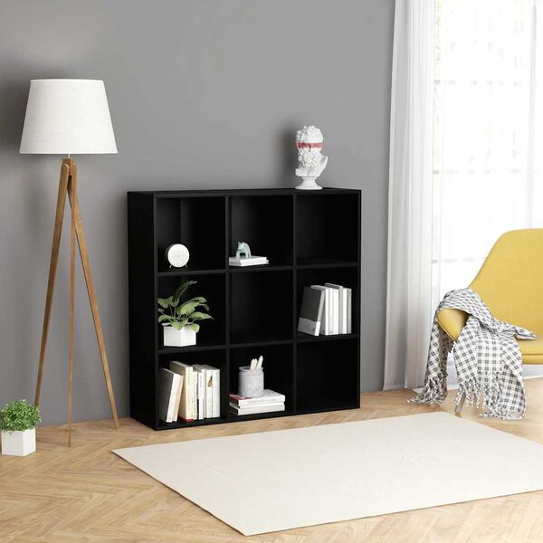 vidaXL Bibliotecă, negru, 98x29x97,5 cm, lemn prelucrat