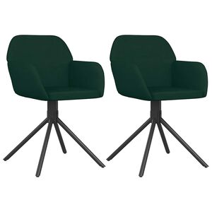 vidaXL Scaune de bucătărie pivotante, 2 buc., verde &icirc;nchis, catifea