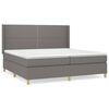 vidaXL Pat box spring cu saltea, gri &icirc;nchis, 200x200 cm, textil