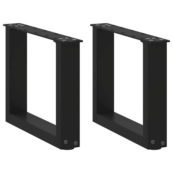 vidaXL Picioare pentru măsuță de cafea &icirc;n formă de U, 2 buc., negru, 30x(30-31) cm, oțel