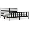 vidaXL Cadru pat cu tăblie 200x200 cm, negru, lemn masiv