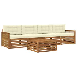 vidaXL Set de canapele de exterior 5 buc. Natural și Crem