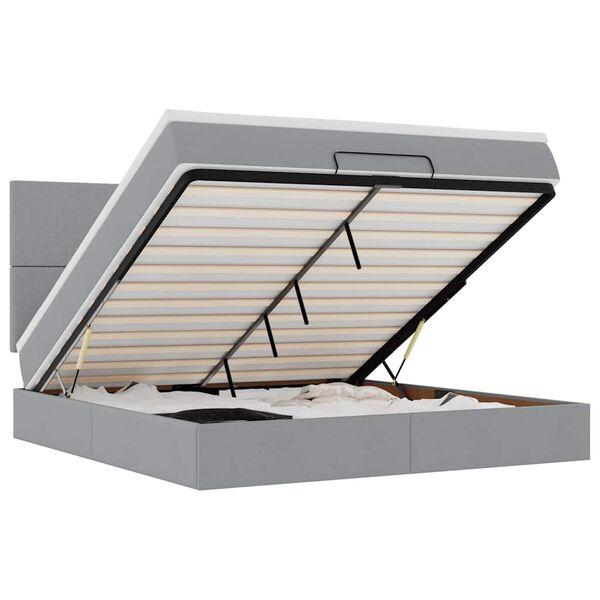 vidaXL Cadru de pat otoman cu saltea țesătură gri deschis 160x200cm