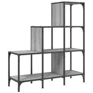 vidaXL Bibliotecă, gri sonoma, 92x30x102 cm, lemn prelucrat/metal
