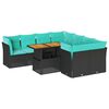 vidaXL Set mobilier de grădină cu perne, 9 piese, negru, poliratan
