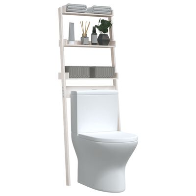 vidaXL Raft de toaletă, alb, 63,5x32x179 cm, lemn masiv de pin