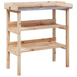 vidaXL Masă de plante cu raft, 78x38x82,5 cm, lemn masiv de brad