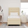 vidaXL Pat cu arcuri cu saltea cu headboard Crem 140 x 190 cm țesătură