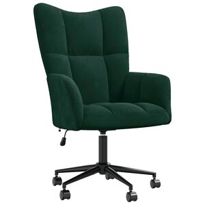 vidaXL Scaun de relaxare, verde &icirc;nchis, catifea
