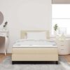 vidaXL Pat cu arcuri cu saltea cu headboard Crem 120 x 190 cm țesătură
