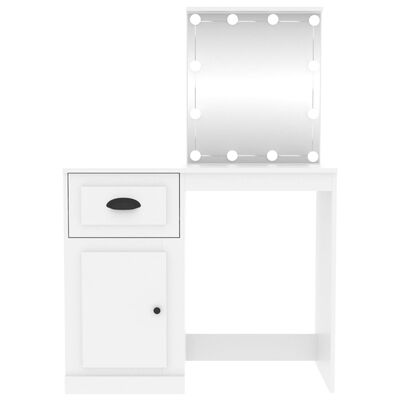 vidaXL Masă de toaletă cu LED, alb, 90x50x132,5 cm, lemn prelucrat