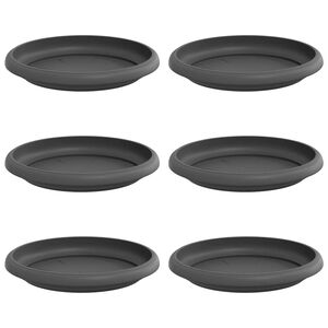 vidaXL Tavă rotundă pentru flori 6 pcs Negru &Oslash; 14 x 2 cm Plastic