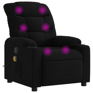 vidaXL Fotoliu reclinabil cu masaj, material textil negru