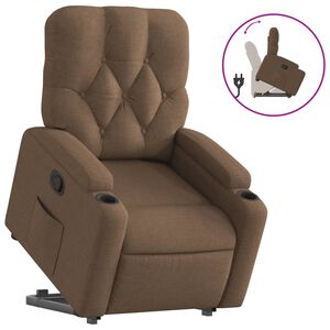 vidaXL Fotoliu rabatabil cu ridicare pe verticală, maro, textil