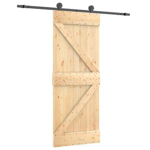 vidaXL Ușă glisantă Natural și Negru 70 x 210 cm Lemn de Pin Solid