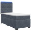vidaXL Pat box spring cu saltea și LED Gri &icirc;nchis 90 x 190 cm Catifea