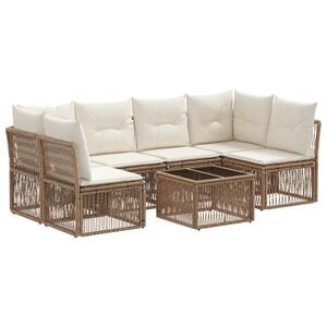 vidaXL Set de canapele pentru grădină 7 pcs Bej poliratan