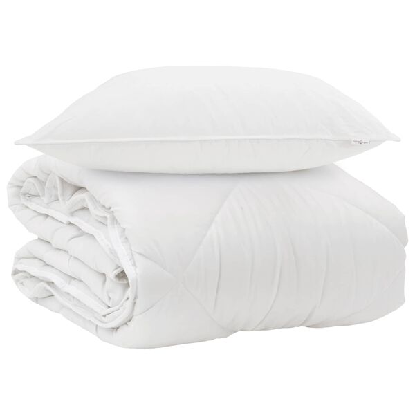 vidaXL Duvet pentru Toate Sezoanele cu pernă 2 pcs Alb Microfibră