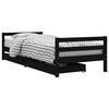 vidaXL Cadru de pat copii cu sertare, negru, 90x200 cm, lemn masiv pin