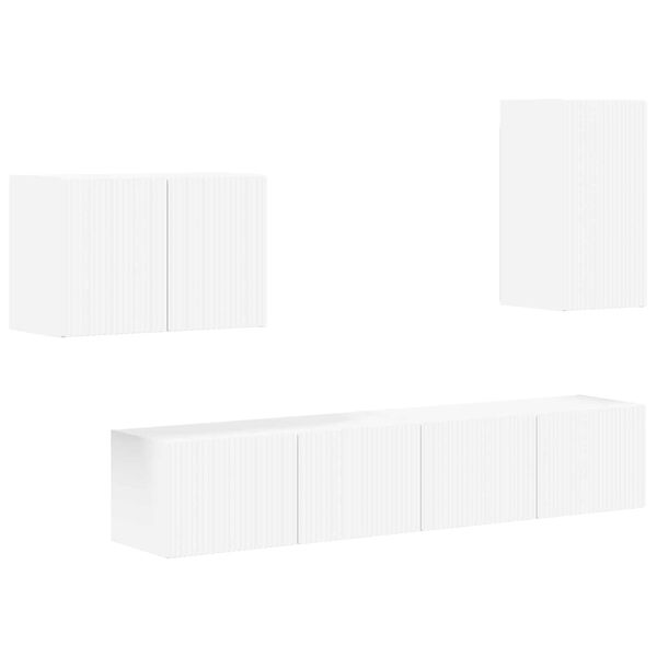 vidaXL Set Dulap pentru Televizor Montat pe Perete Pe perete 4 pcs Alb