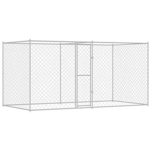 vidaXL Cușcă pentru câine Argintiu 400 x 200 x 256 cm Oțel Galvanizat