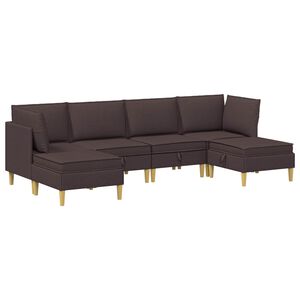vidaXL Set de canapea modulară cu spațiu de stocare 6 buc. Maro &icirc;nchis