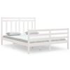 vidaXL Cadru de pat King Size, alb, 150x200 cm, lemn masiv