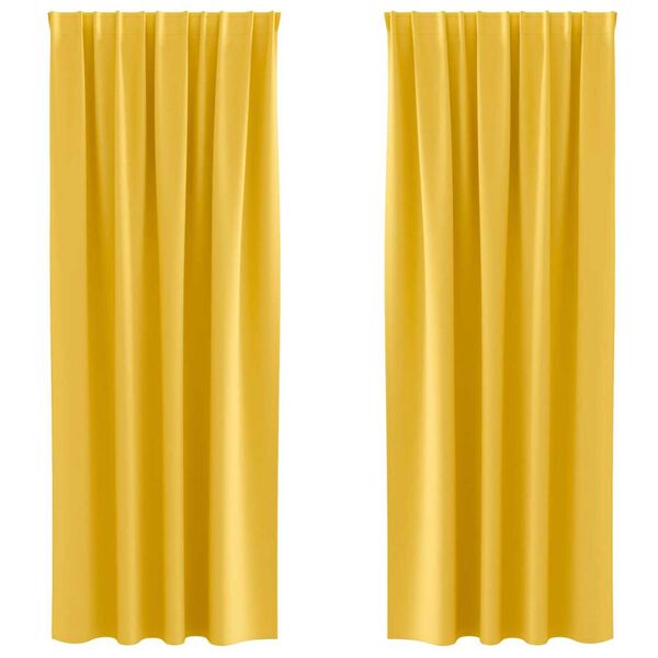vidaXL Perdele Opaque cu Inel 2 pcs Galben muștar 245 x 140 cm