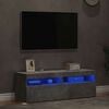 vidaXL Comode TV cu lumini LED, 2 buc., gri beton, 60x35x40 cm