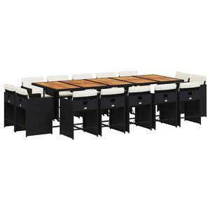 vidaXL Set mobilier de grădină cu perne, 15 piese, negru, poliratan