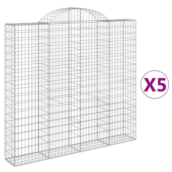 vidaXL Coșuri gabion arcuite 5 buc, 200x30x180/200cm, fier galvanizat