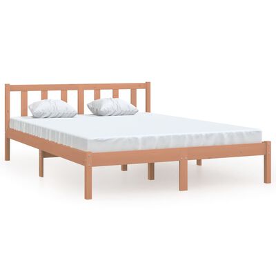 vidaXL Cadru de pat, maro miere, 140x190 cm, lemn de pin masiv